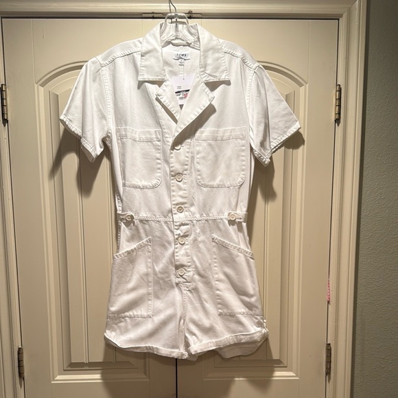 Pistola White Button-Down Romper - Picture 1 of 4